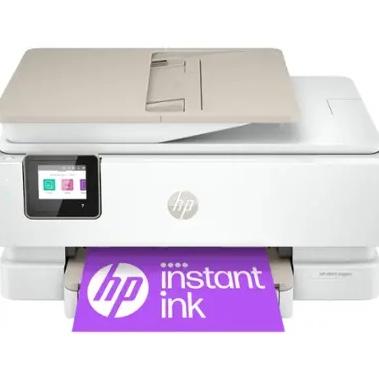 HP - ENVY Inspire 7955e Wireless AiO Inkjet Photo Printer w/ 3 Mo. of Instant Ink (+1 Bonus Mo. w/ Code), Perfect for School - White & Sandstone