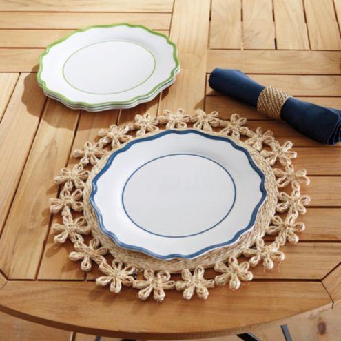 Scalloped Melamine Dinner Plates - Set of 4