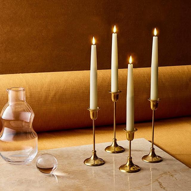 Flickering Flameless Taper Candles - 9 Inch, 4 Pack, Real Wax, Remote Control, Timer & Batteries Included, Realistic 3D Flame with Black Infinity Wick, Tapered Candlesticks for Wedding or Home Decor