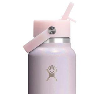 Color "Glimmer Pink" Hydro Flask Water Bottle - Insulated Stainless Steel - Wide Mouth Flex Straw Lid, Non-Spill, Leakproof and Refillable in 32 Oz Glimmer Pink