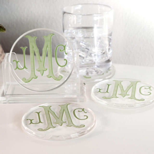 Acrylic Coasters, Holiday Decor, Holiday Hostess Gift, monogram decor, personalized gift, gift for her, housewarming