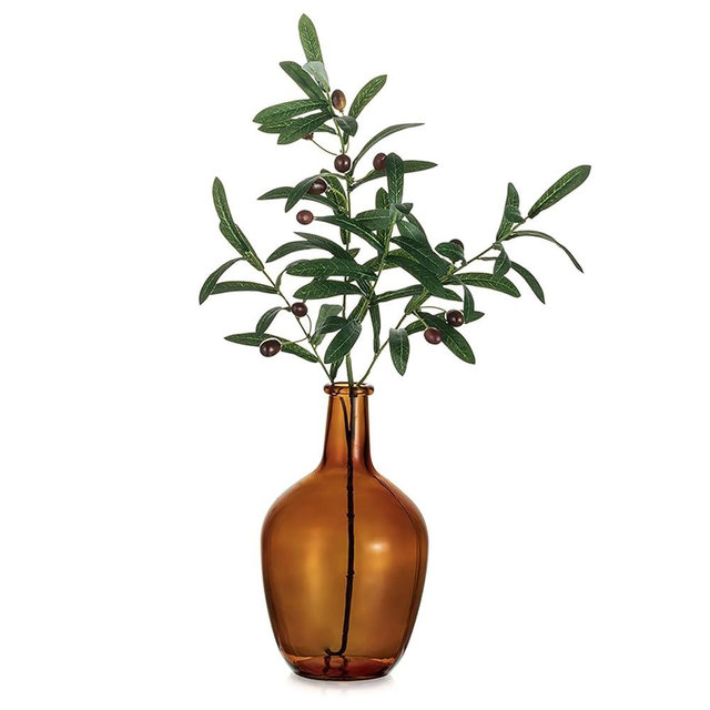 Hewory Large Amber Glass Vase for Decor 10in Tall Farmhouse Decorative Floor Vase, Round Bubble Balloon Vase Glass Jug Vases for Coffee Table Fireplace Mantel Entryway Living Room Bedroom Kitchen