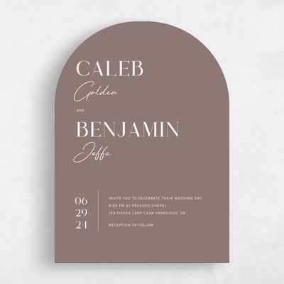 Brown Arch Wedding Invitation - Latona Portrait