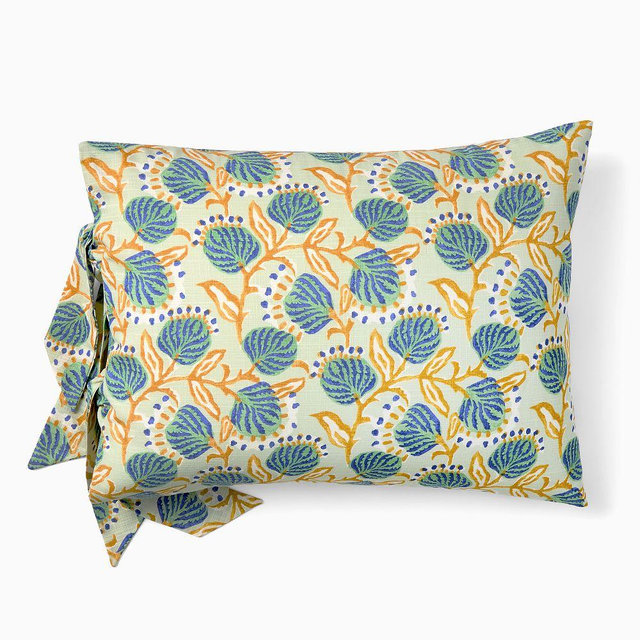 Vine Floral Standard Sham, Fog Green