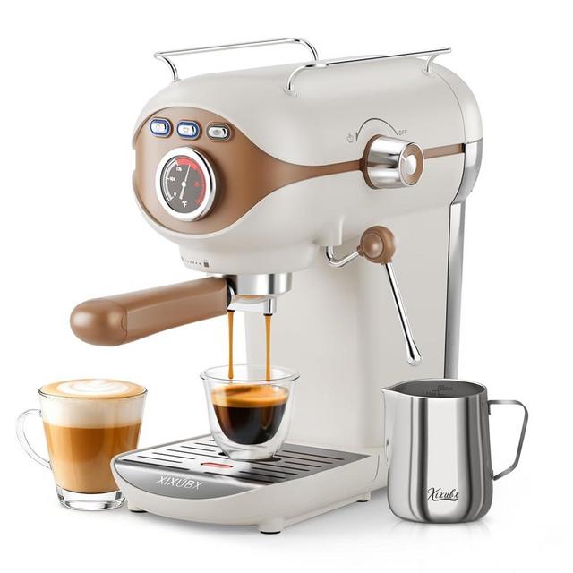 XIXUBX Espresso Machine, 20 Bar Pump Temperature Control, Compact Espresso Maker with Steam Milk Frother, Professional Coffee Makers for Home, Cappuccino Latte Machine, Gifts for Coffee Lover