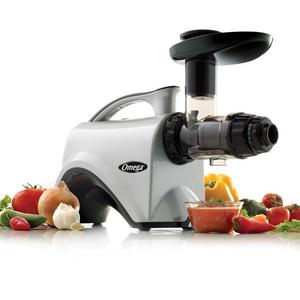 Omega Juicer NC800 HDS Juicer Extractor and Nutrition Center Creates Fruit Vegetable and Wheatgrass Juice Quiet Motor Slow Masticating Dual-Stage Extraction with Adjustable Settings, 150-Watt, Silver