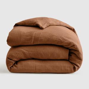 Organic Airy Gauze Duvet Cover King Size | Quince in Terracotta