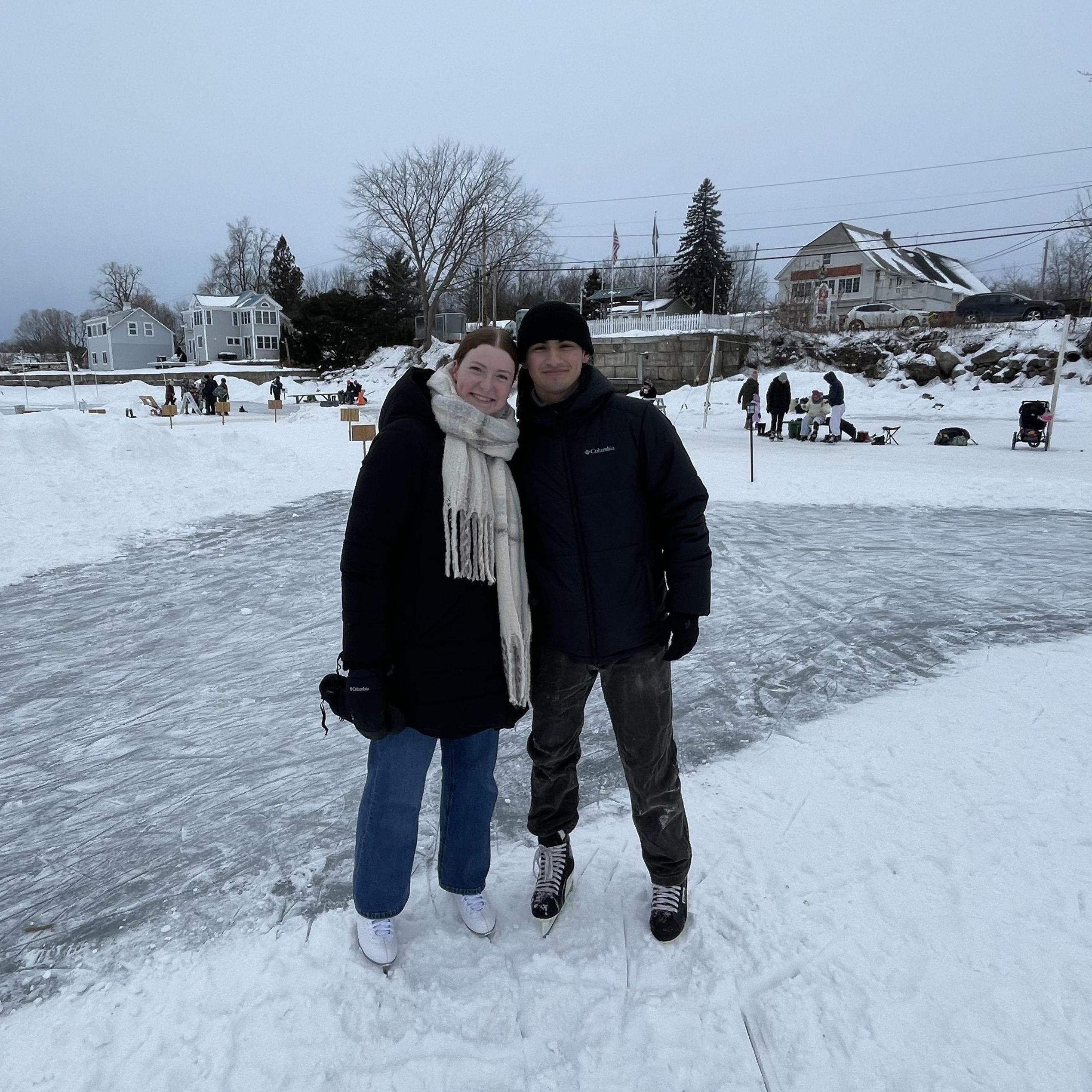 2.15.25 - Amy and Emanuel ice skating on Lake Champlain, Vermont.