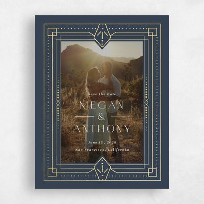 Grayed Navy, Blue Wedding Save the Date - Lance Photo Foil