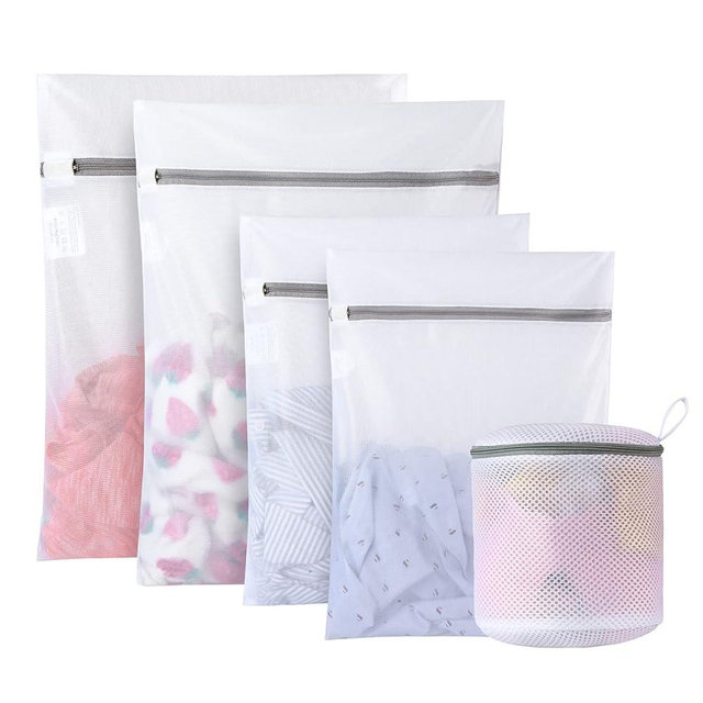 GOGOODA Mesh Laundry Bags for Delicates Durable Protective Wash Bags Travel Storage Bags for Intimates Lingerie,5PCS（2M,2L,1 Bra Bags）
