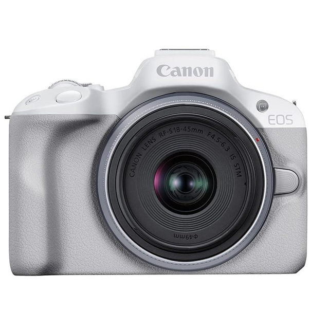 Canon EOS R50 Mirrorless Camera RF-S18-45mm F4.5-6.3 is STM Lens Kit, 24.2 Megapixel CMOS (APS-C) Sensor, 4K Video, Hybrid Camera, Photo and Video, Vlogging, Content Creator, RF Mount, White