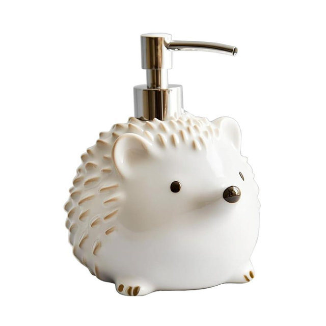 Colias Wing Ceramic Hedgehog Shape Soap Dispenser with Plastic Pump, Refillable Lotion Soap Bottle, Lotion Bottle, Hand Soap Dispenser, Home Decoration