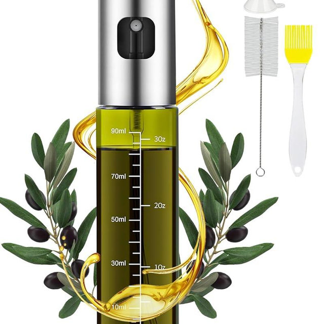 MRUN BONE Olive Oil Sprayer for Cooking, 100ml Oil Dispenser for Kitchen, Olive Oil Dispenser Bottle for Air Fryer, Salad, BBQ, Baking, Roasting (Light Blockage, Dark Green)