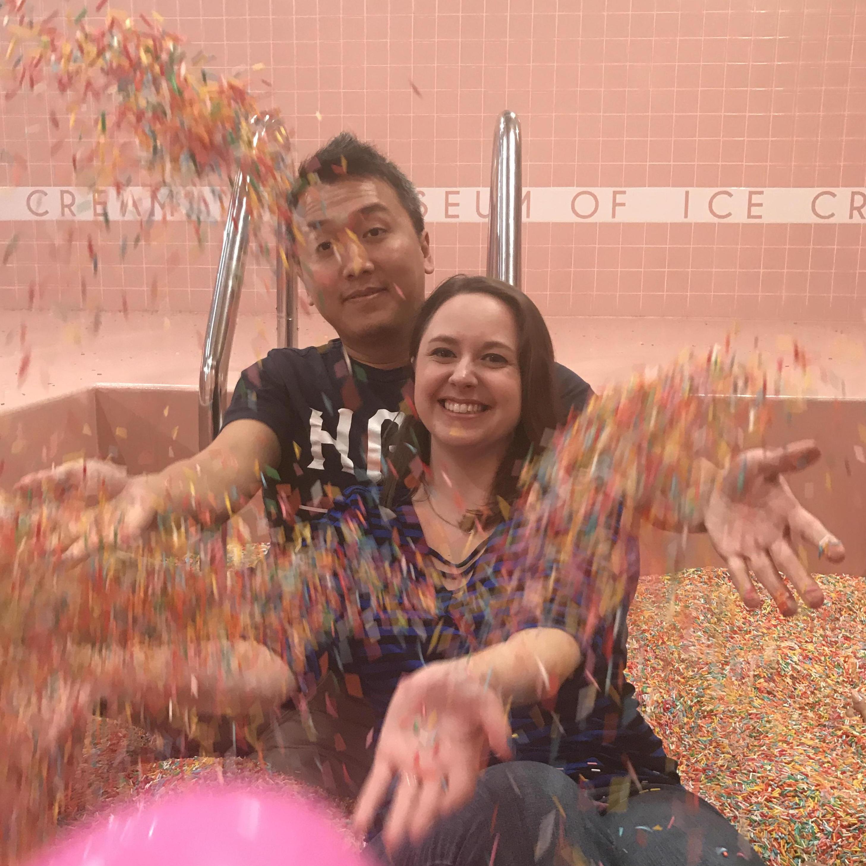 Swimming in a pool filled with SPRINKLES at the Museum of Ice Cream!
