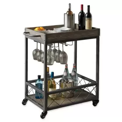 Modern Farmhouse Bar Cart in Grey