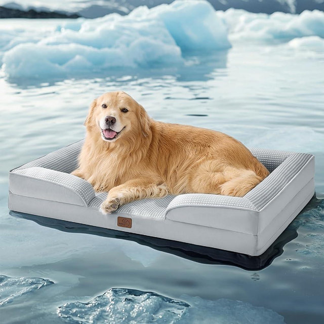 Bedsure XL Cooling Dog Bed for Extra Large Dogs - Orthopedic Washable XLarge Dog Cooling Bed Waterproof, Comfort Pet Couch with Removable Cover, Supportive Foam Pets Sofa with Nonskid Bottom, Grey