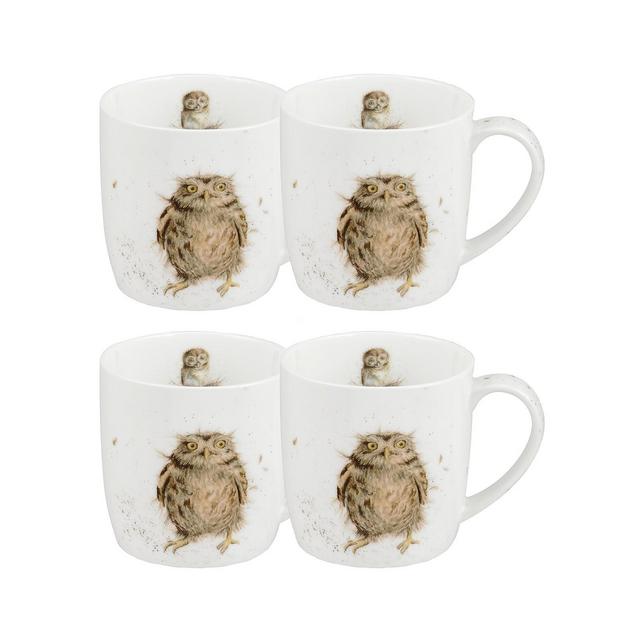 Royal Worcester Wrendale Owl Mug "What a Hoot" - Set of 4