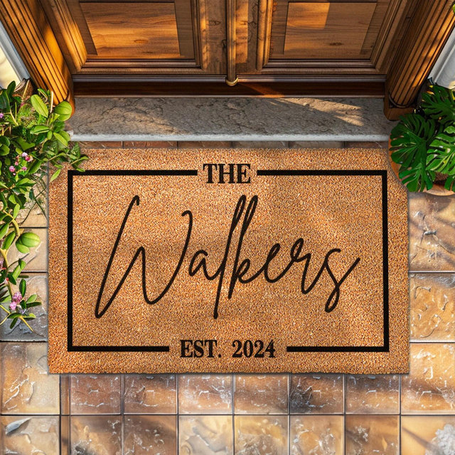 New Home Gift - Personalized Custom Doormat - Personalized Gift - Welcome Door Mat - Established Date Custom Door Mat With Family Name