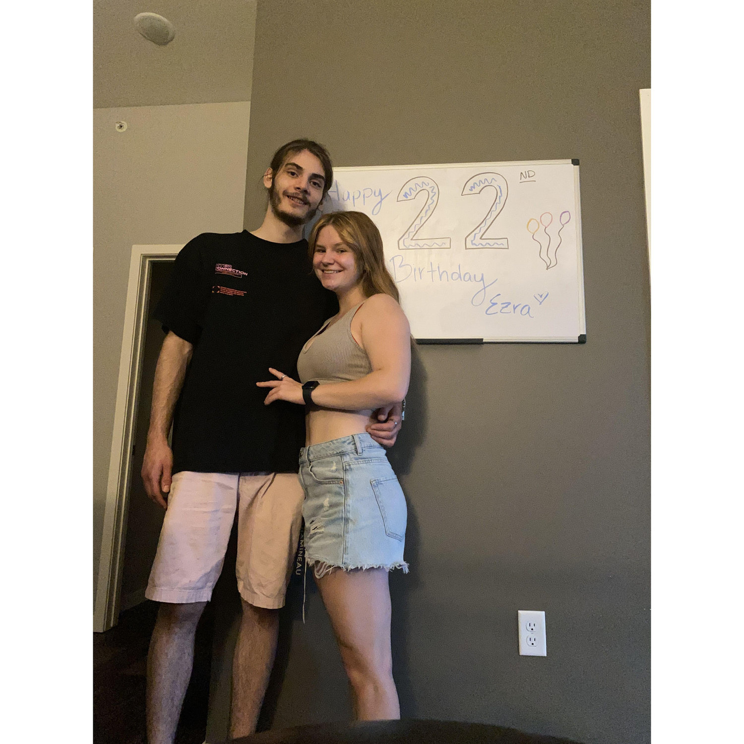 We forgot to get a photo at his parent's house with his mom's chalkboard so this had to do