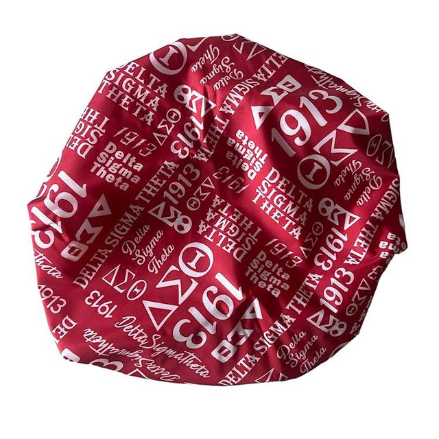 Delta 1913 Sigma Theta Red Shower Cap for Men & Women With Braids, Locs, Afro, Coily, and Long Hair, Waterproof, Washable, Reusable & Adjustable, Great for Home, Spa, Self Care, Hotel & Salon (Red)