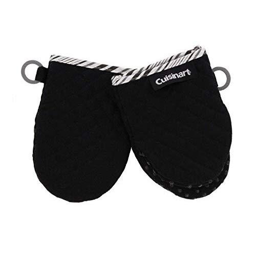 Cuisinart Silicone Mini Oven Mitts, 2pk - Little Oven Gloves for Cooking - Heat Resistant, Non-Slip Grip, Hanging Loop, 5.5 x 7.5 Inches - Ideal for Handling Hot Kitchen, Bakeware Items - Jet Black