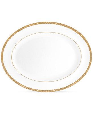 Lismore Lace Gold Oval Platter 15.5"