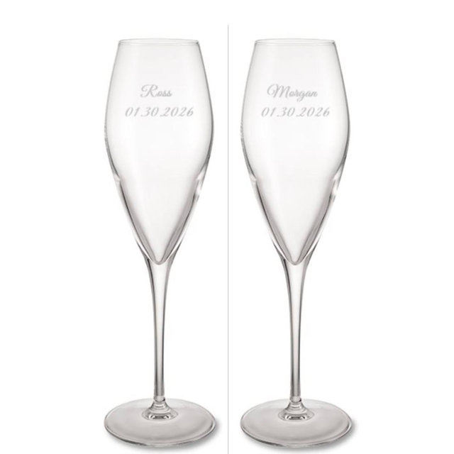 Engraved Luigi Bormioli Wedding Atelier Champagne Flutes