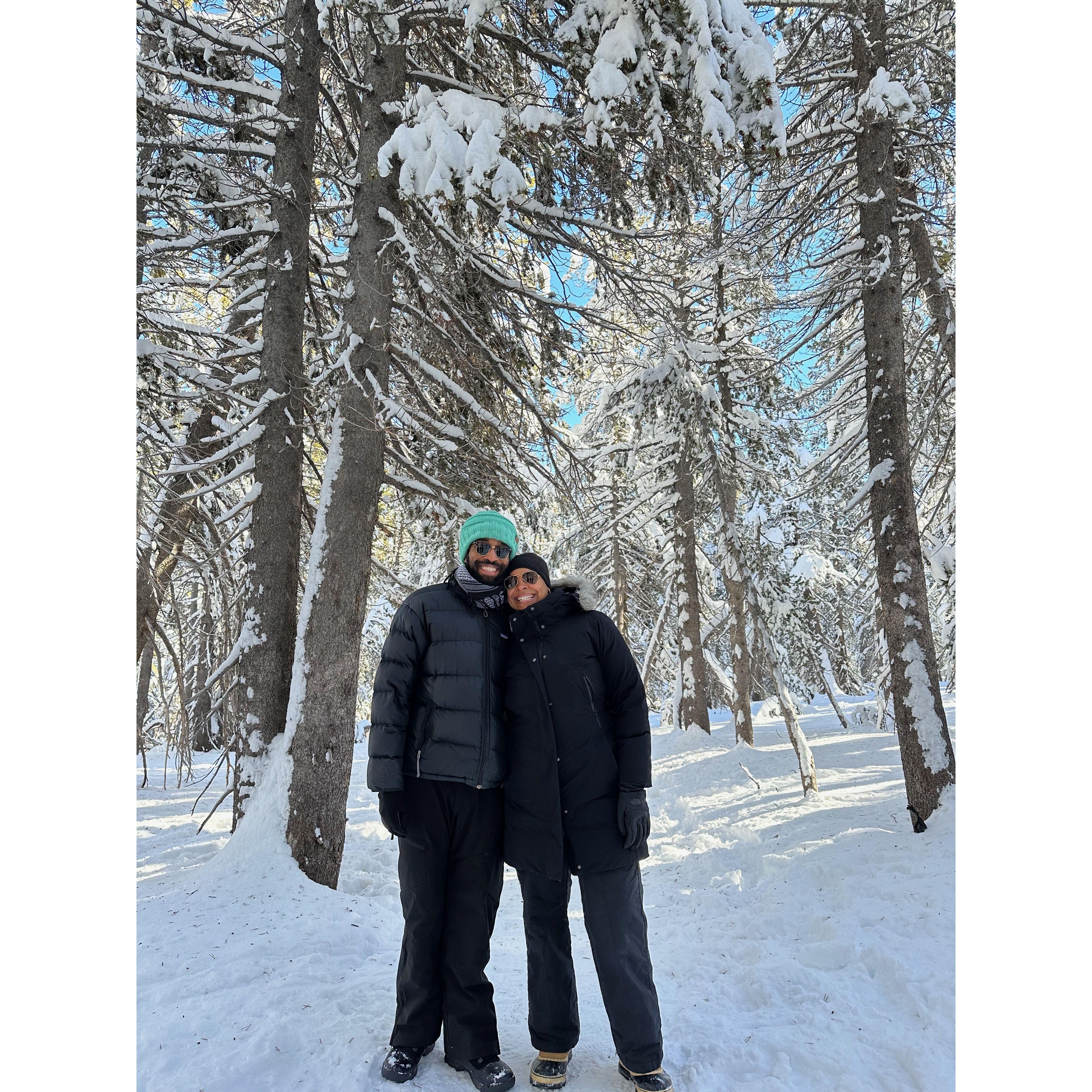 Hiking in a winter wonderland in Nevada.