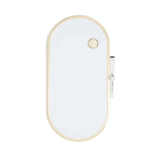 U Brands 8"x16" Metal Frame Oval Dry Erase Board Gold