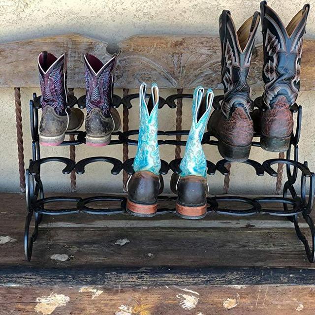 Black 6 Pair Horseshoe Boot Rack