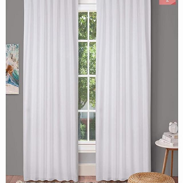Tab Top Curtains,Farm House Curtain,Cotton Curtains,Curtain 2 Panel Sets,Window Curtain Panel in Textured Cotton 50x96 White,Reverse Window Panels,Curtain Drapes Panels,Bedroom Curtains,Set of 2