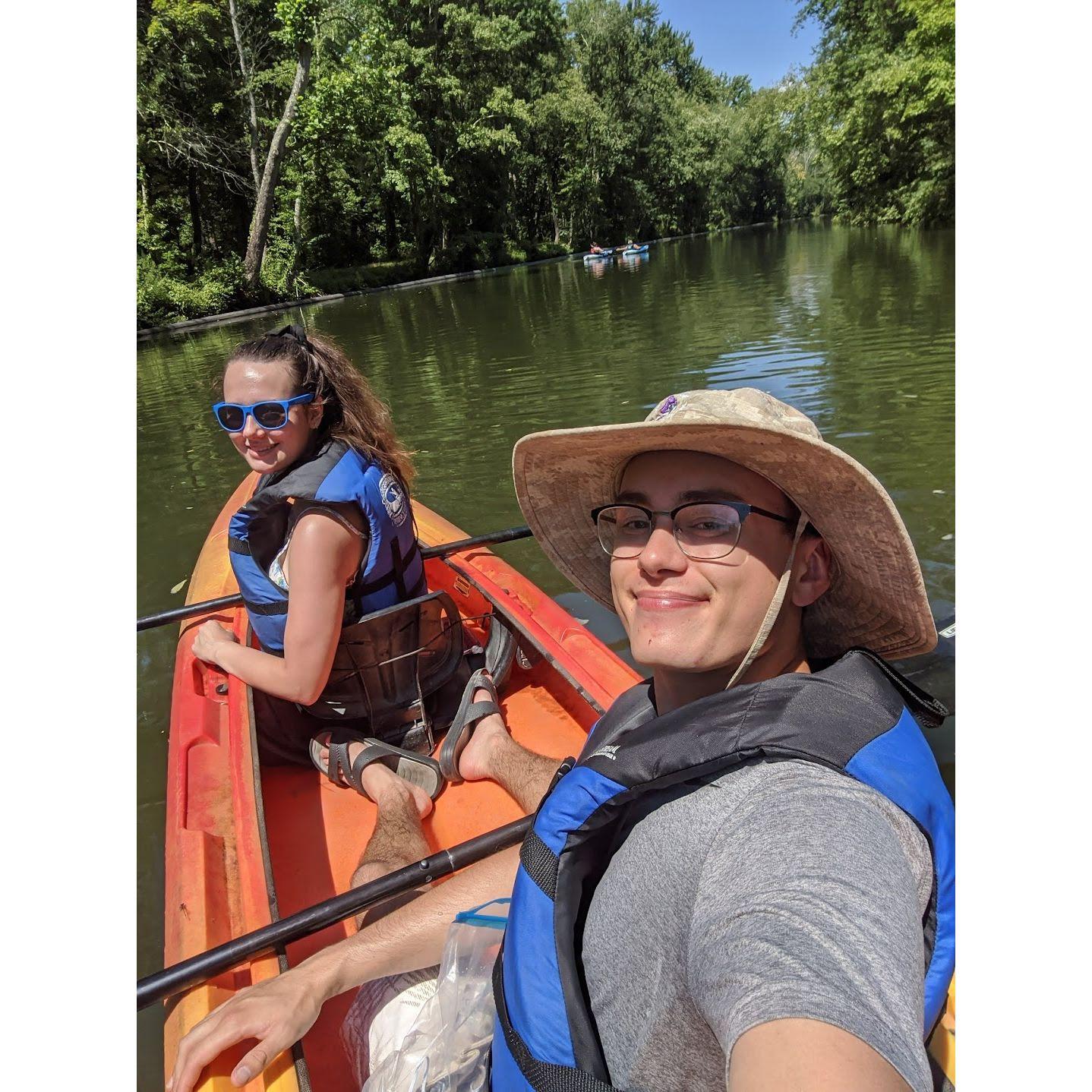 Kayaking down the river