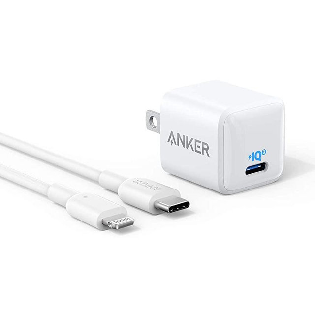 Anker Nano Charger, 20W PIQ 3.0 Durable Compact Fast Charger with 6ft USB-C to Lightning Cable, PowerPort III USB-C Charger for iPhone 12 / 12 Mini / 12 Pro / 12 Pro Max / iPad Pro and More