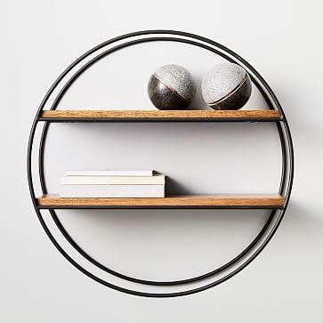 Anton Round 2-Tier Wood & Metal Shelf