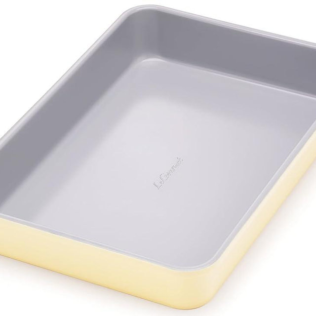 LeGourmet Nonstick Rectangle Baking Pan 9x13 Inch, Ceramic Coating, Non-Toxic, Rust Resistant Aluminized Steel, Perfect Baking Dish for Brownie Cake, Roasting, Lasagna - Butter
