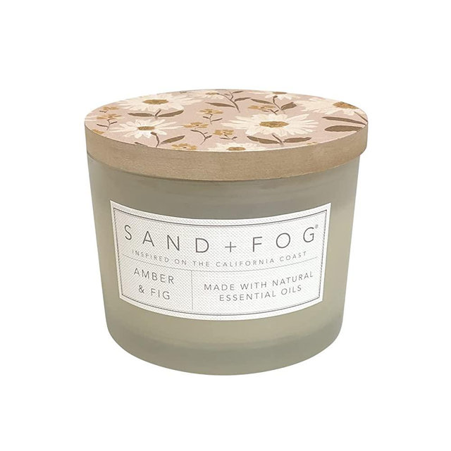 Sand + Fog Scented Candle - Amber Fig – Additional Scents and Sizes – 100% Cotton Lead-Free Wick - Luxury Air Freshening Jar Candles - Perfect Home Decor – 12oz