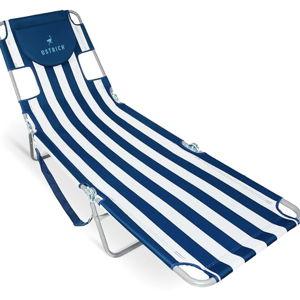 Ostrich Chaise Lounge Blue and White Striped