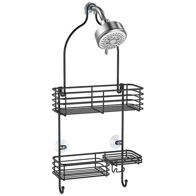 SMARTAKE Hanging Shower Head Caddy, Rustproof Bathroom Shower Shelf Organizer, SUS201 Stainless Steel Over The Shower Storage Rack, for Toilet, Bathroom and Shower Room, Black