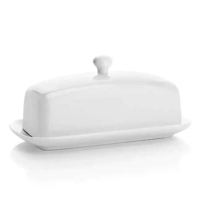 4 oz. White Porcelain Butter Dishes for East WWest Coast Butter (Set of 1)