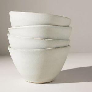 The Jasper Portuguese Stoneware Cereal Bowls, Set of 4 - Color "White"