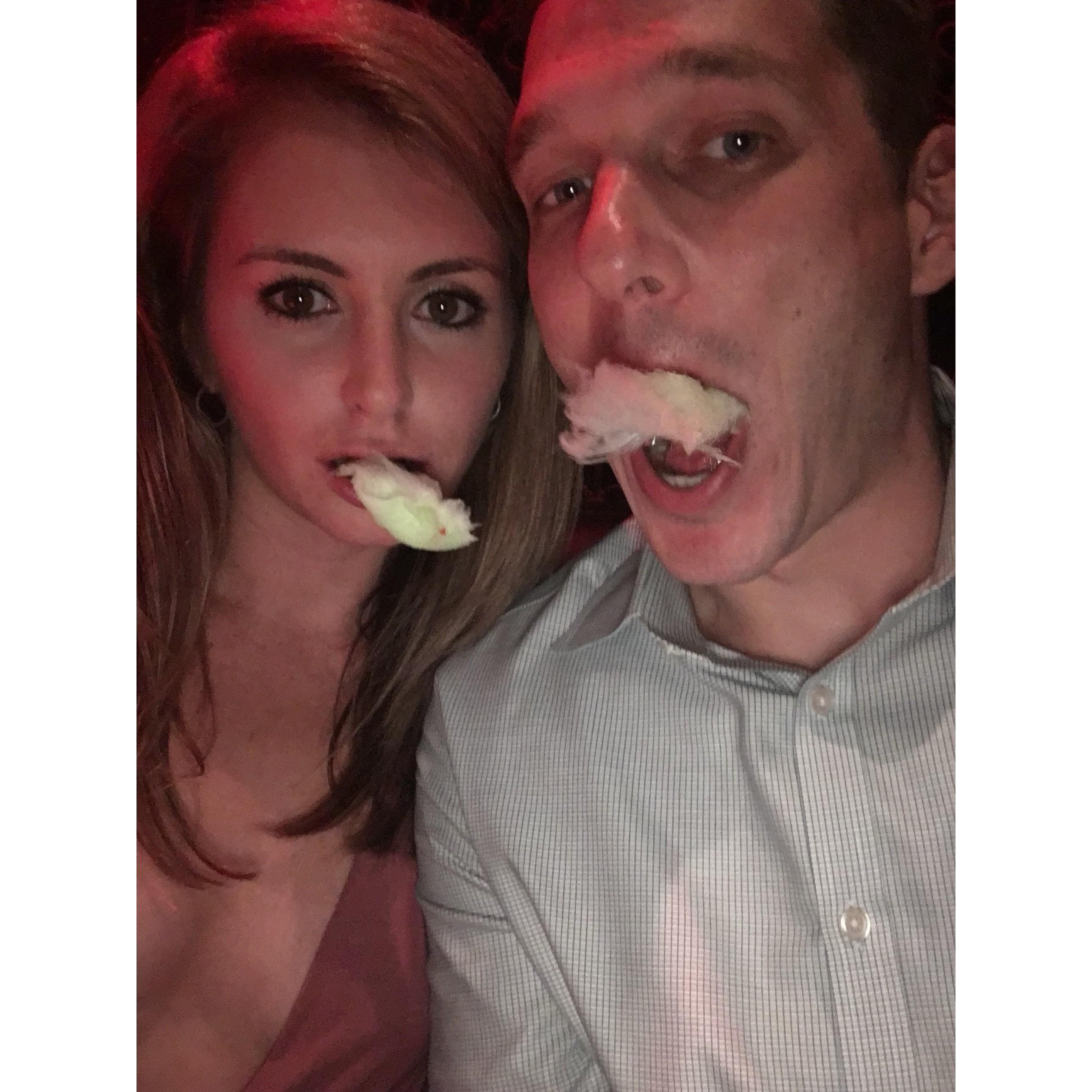 Allen got Allie cotton candy and churros for Allie's 27th birthday!