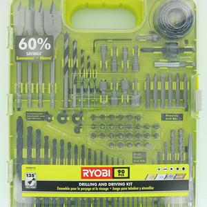 Ryobi A98901G 90 Piece Drilling and Driving Kit for Wood, Metal, Plastic, and Masonry