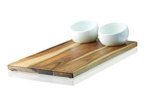 Umbra Plato Bread Board and Dipping Bowl Set, White/Nickel