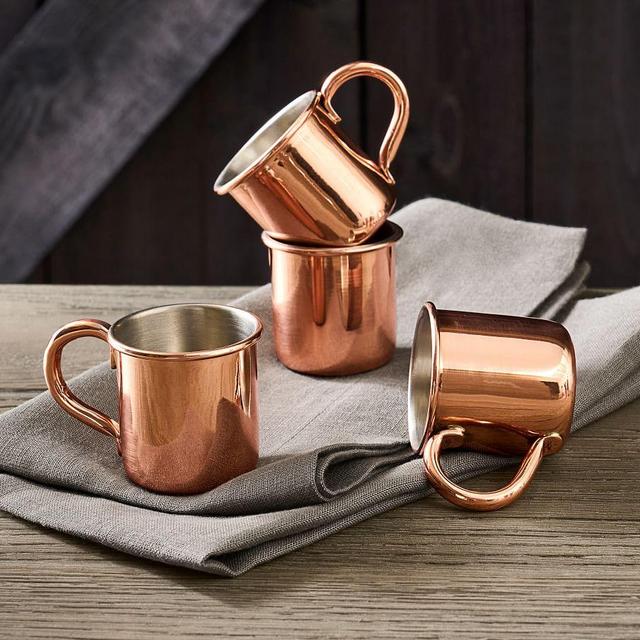 Vintage Copper Mini Mugs, Set of 4