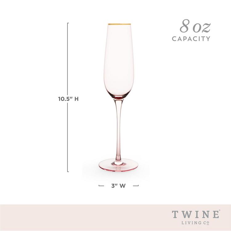 Twine Living Co Rose Crystal White Wine Glasses - Set of 2 - New