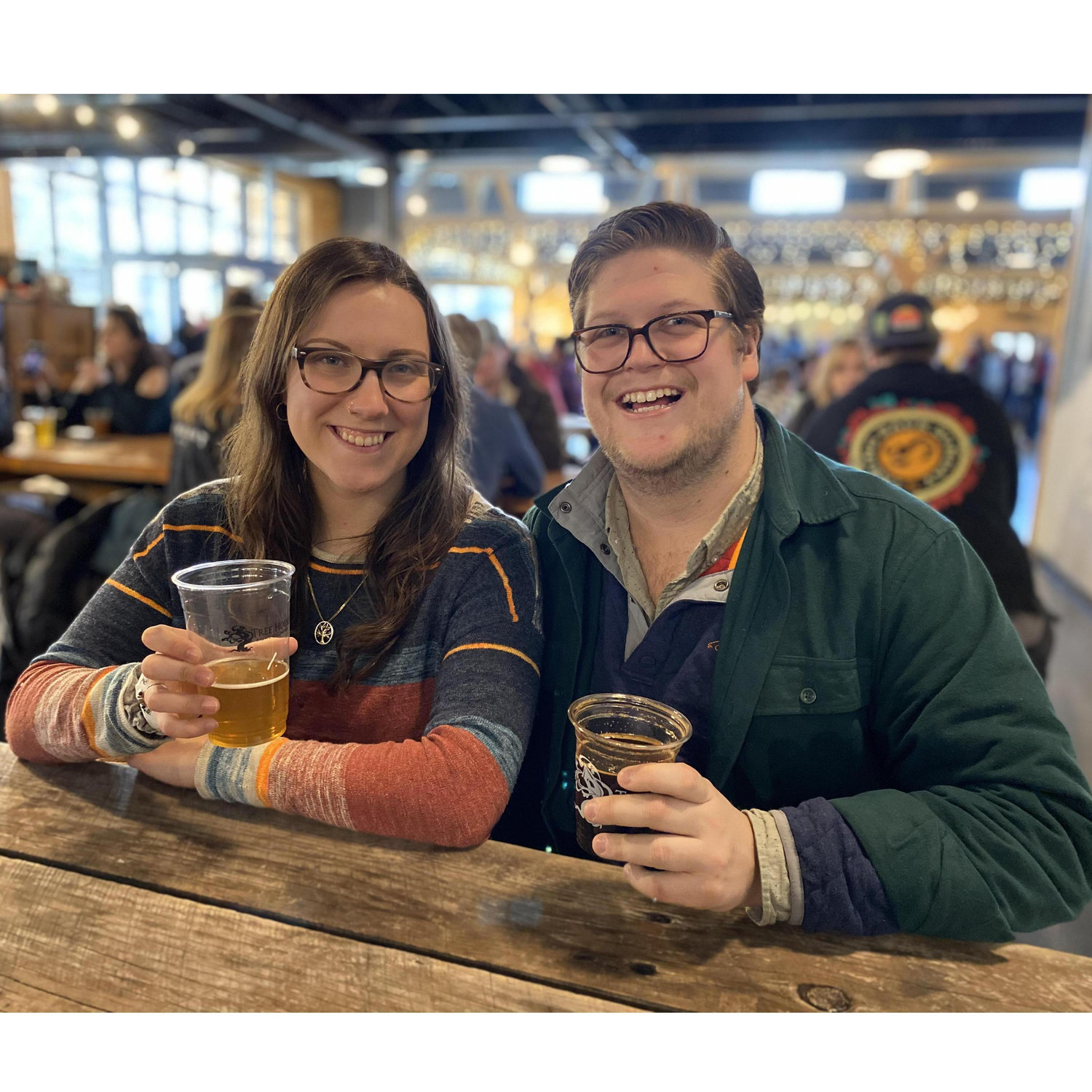 Enjoying beers at Treehouse Brewing Co.