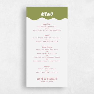Green Wedding Menu - Key West