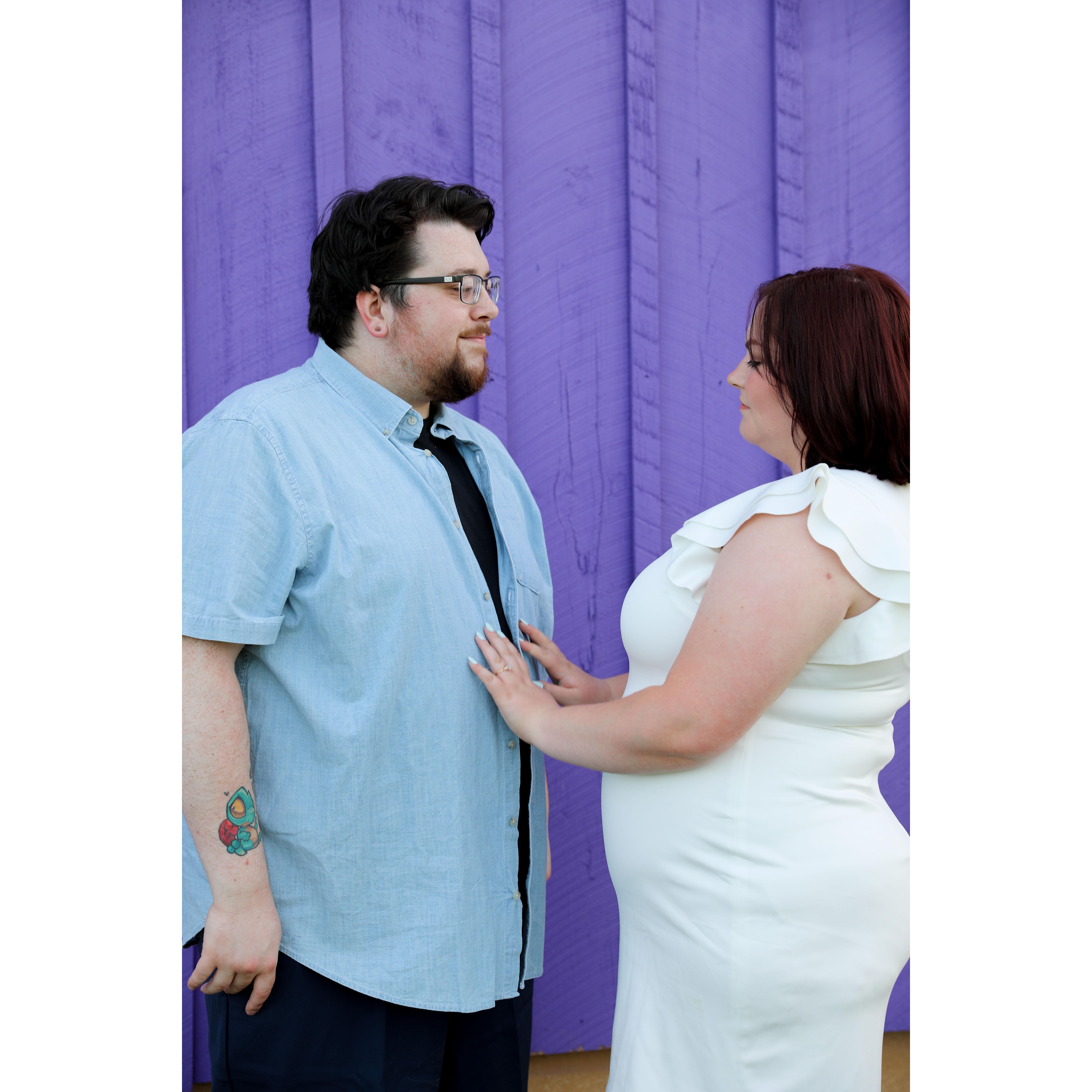 Engagement photoshoot at Sunset Ridge Lavender Farms. Photographer was Bloom Photography, LLC