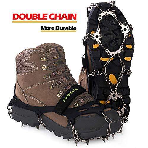 EnergeticSky Upgraded Version of Walk Traction Ice Cleat Spikes Crampons,True Stainless Steel Spikes and Durable Silicone,Boots for Hiking On Ice & Snow Ground,Mountian.