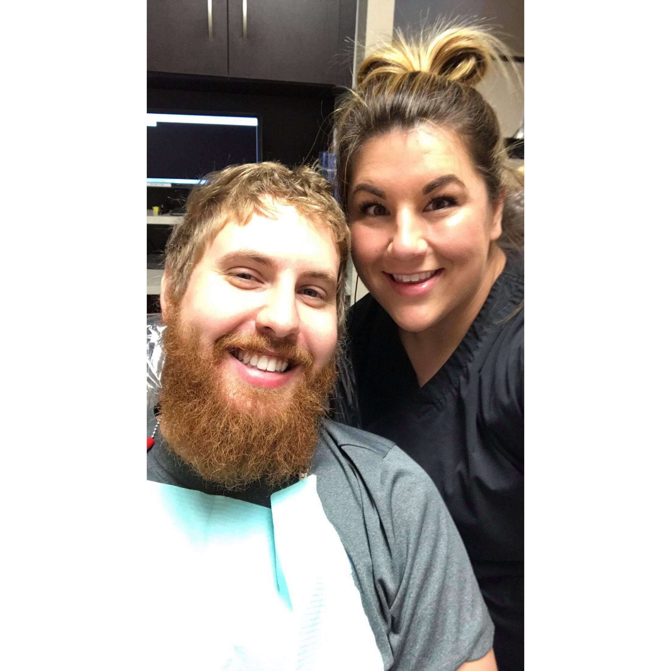 Nathan being the best patient for Meagan!
